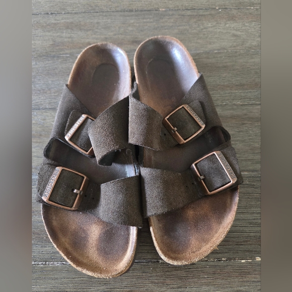 Birkenstock Arizona Soft Footbed Suede Sandals - Brown 38 - Picture 1 of 7